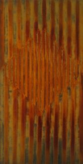 relief | spachtelmasse, rost auf leinwand | 100x50 cm