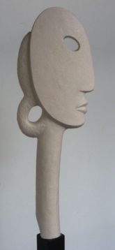 kopf mit dutt | terracotta, engobe | 48 cm