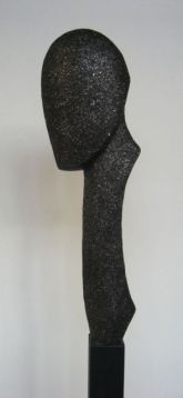 kopf | terracotta, engobe schwarz | 45 cm