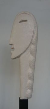 kopf mit zopf | terracotta, engobe | 48 cm