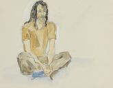 männliche figur sitzend | bleistift koloriert | 24x31 cm
