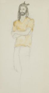männliche figur stehend | bleistift koloriert | 45x24 cm